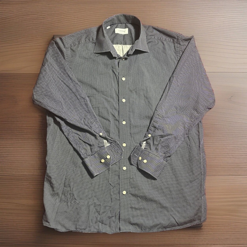 ETON Contemporary Dress Shirt Men's 43/17 Gray Long Sleeve Shirt